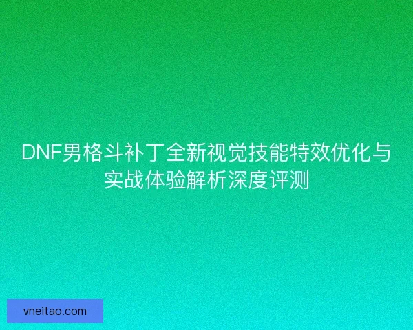 DNF男格斗补丁全新视觉技能特效优化与实战体验解析深度评测