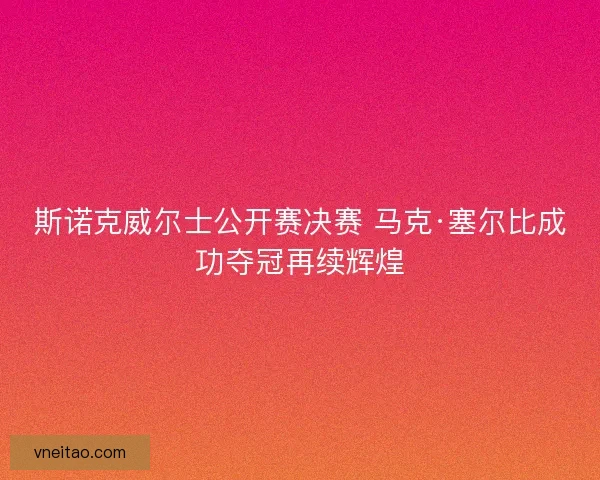 斯诺克威尔士公开赛决赛 马克·塞尔比成功夺冠再续辉煌