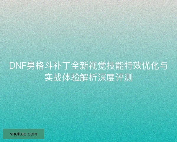 DNF男格斗补丁全新视觉技能特效优化与实战体验解析深度评测