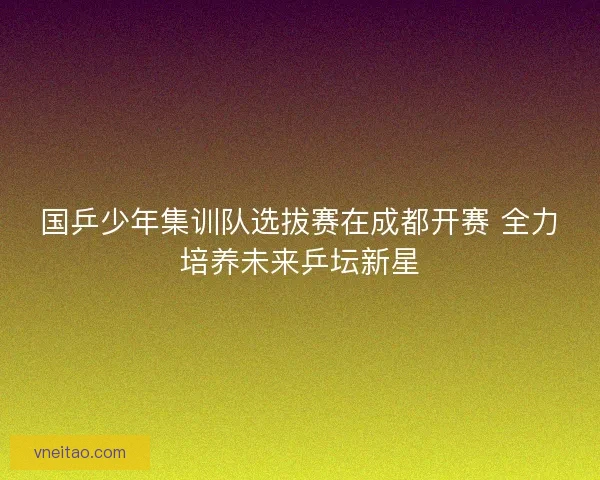 国乒少年集训队选拔赛在成都开赛 全力培养未来乒坛新星